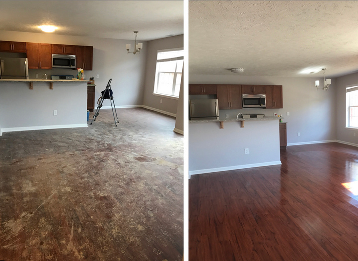 illustration d'un avant après d'un nettoyage fin de chantier